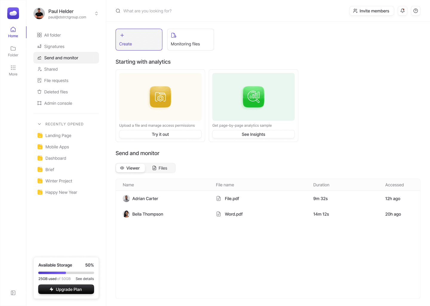 Send and monitor