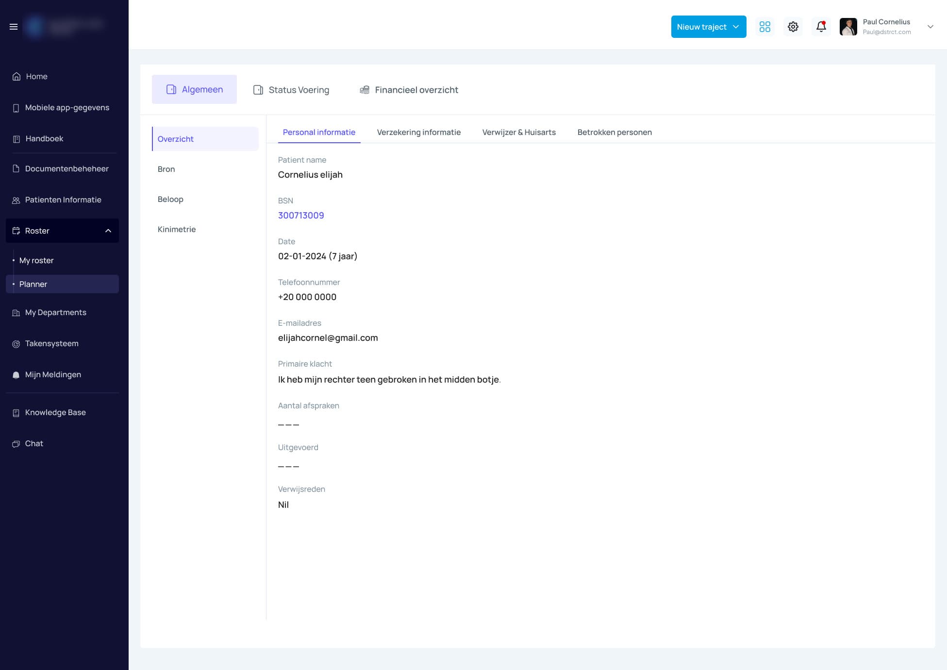 Patient record overview