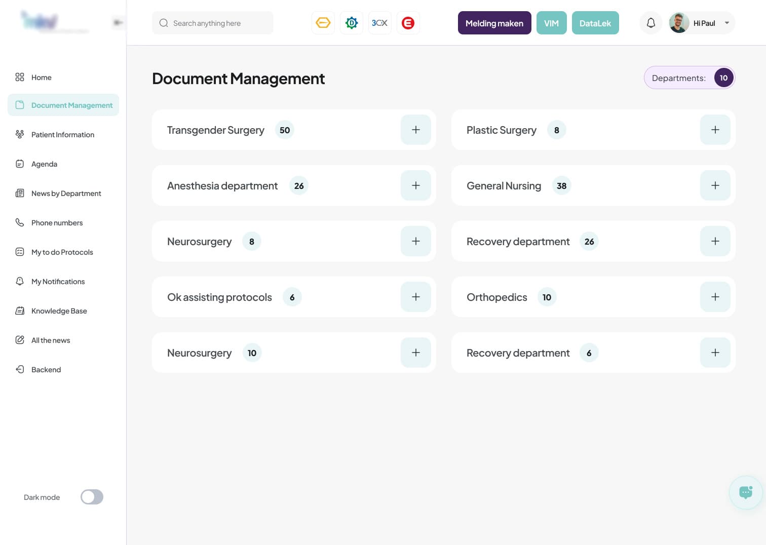 Document management per department