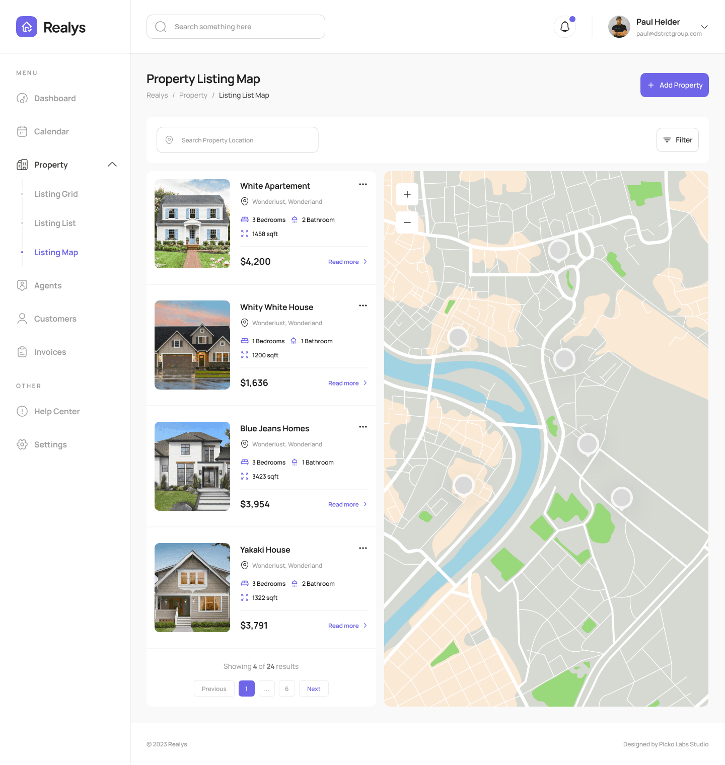 Properties on map